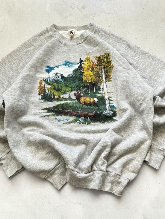 Fruit of the Loom Other - Vintage 1980s Caribou Graphic Crewneck Sweatshirt Medium Granola Campingcore
